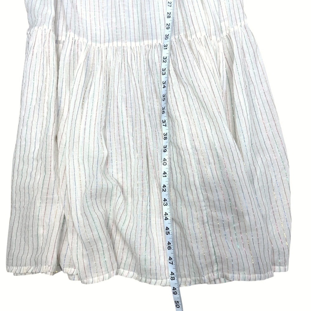 Matta Sabina Rainbow Ivory Midi Dress Multicolor Metallic Striped Cotton Small - Picture 7 of 13